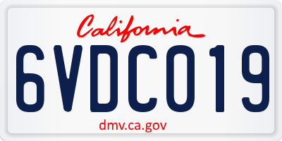 CA license plate 6VDC019