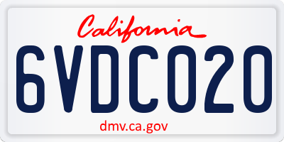 CA license plate 6VDC020