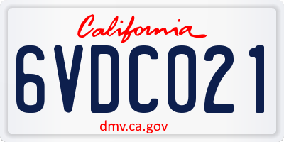 CA license plate 6VDC021