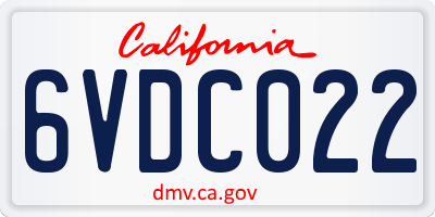 CA license plate 6VDC022