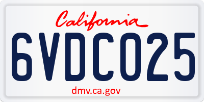 CA license plate 6VDC025