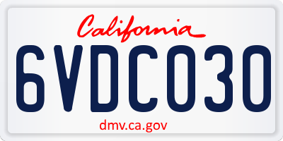 CA license plate 6VDC030
