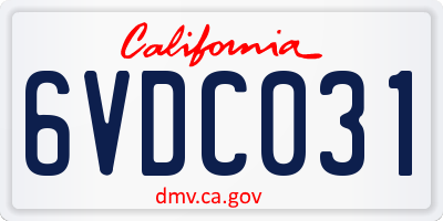 CA license plate 6VDC031