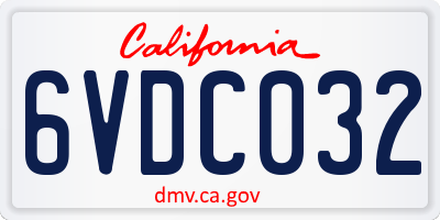 CA license plate 6VDC032