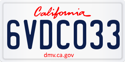 CA license plate 6VDC033
