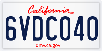 CA license plate 6VDC040