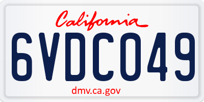 CA license plate 6VDC049
