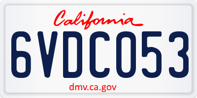 CA license plate 6VDC053