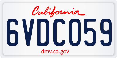 CA license plate 6VDC059