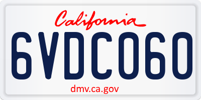 CA license plate 6VDC060