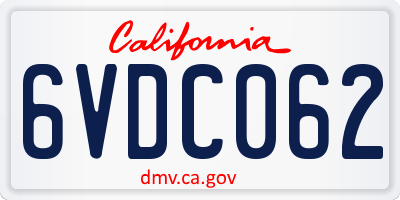 CA license plate 6VDC062