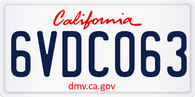 CA license plate 6VDC063