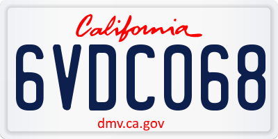 CA license plate 6VDC068