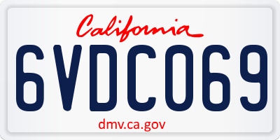 CA license plate 6VDC069