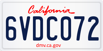 CA license plate 6VDC072