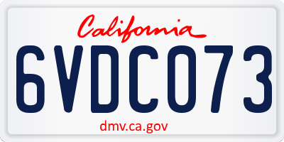 CA license plate 6VDC073