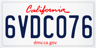 CA license plate 6VDC076