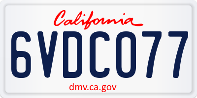 CA license plate 6VDC077