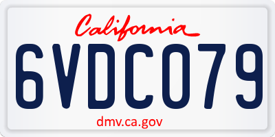 CA license plate 6VDC079