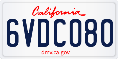 CA license plate 6VDC080