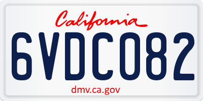 CA license plate 6VDC082