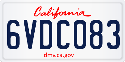 CA license plate 6VDC083