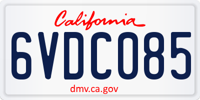 CA license plate 6VDC085