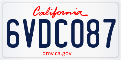 CA license plate 6VDC087
