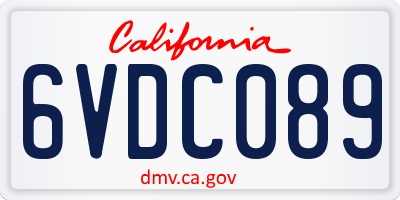 CA license plate 6VDC089