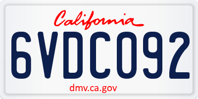 CA license plate 6VDC092