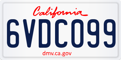 CA license plate 6VDC099