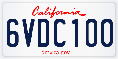 CA license plate 6VDC100