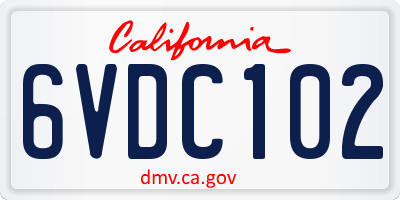 CA license plate 6VDC102