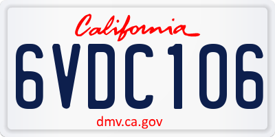 CA license plate 6VDC106