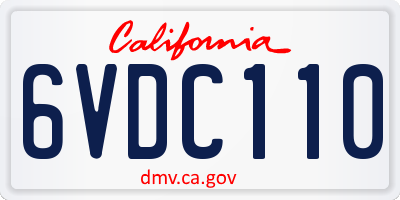 CA license plate 6VDC110