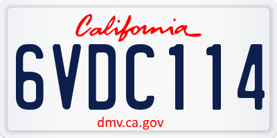 CA license plate 6VDC114