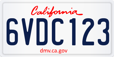 CA license plate 6VDC123