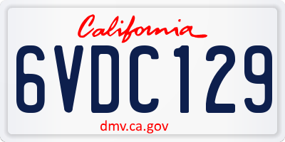 CA license plate 6VDC129