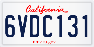 CA license plate 6VDC131