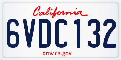 CA license plate 6VDC132