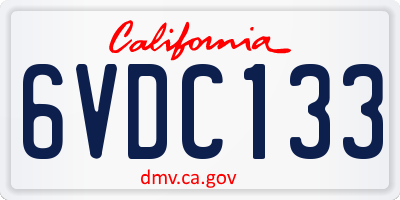CA license plate 6VDC133