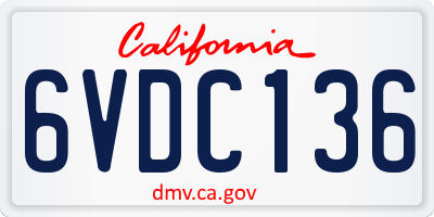 CA license plate 6VDC136