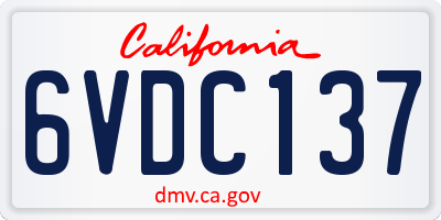 CA license plate 6VDC137