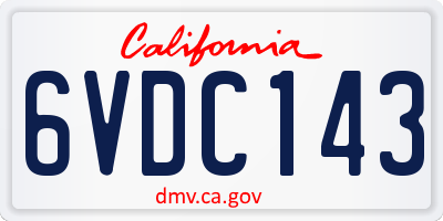 CA license plate 6VDC143