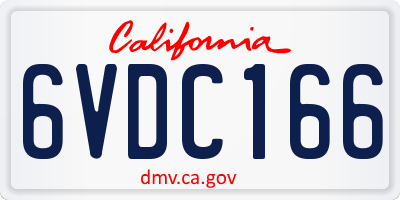 CA license plate 6VDC166
