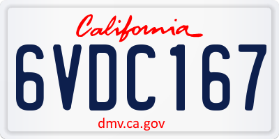 CA license plate 6VDC167