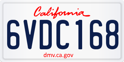CA license plate 6VDC168