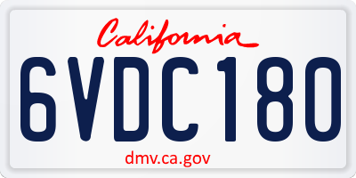 CA license plate 6VDC180