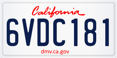 CA license plate 6VDC181