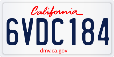 CA license plate 6VDC184